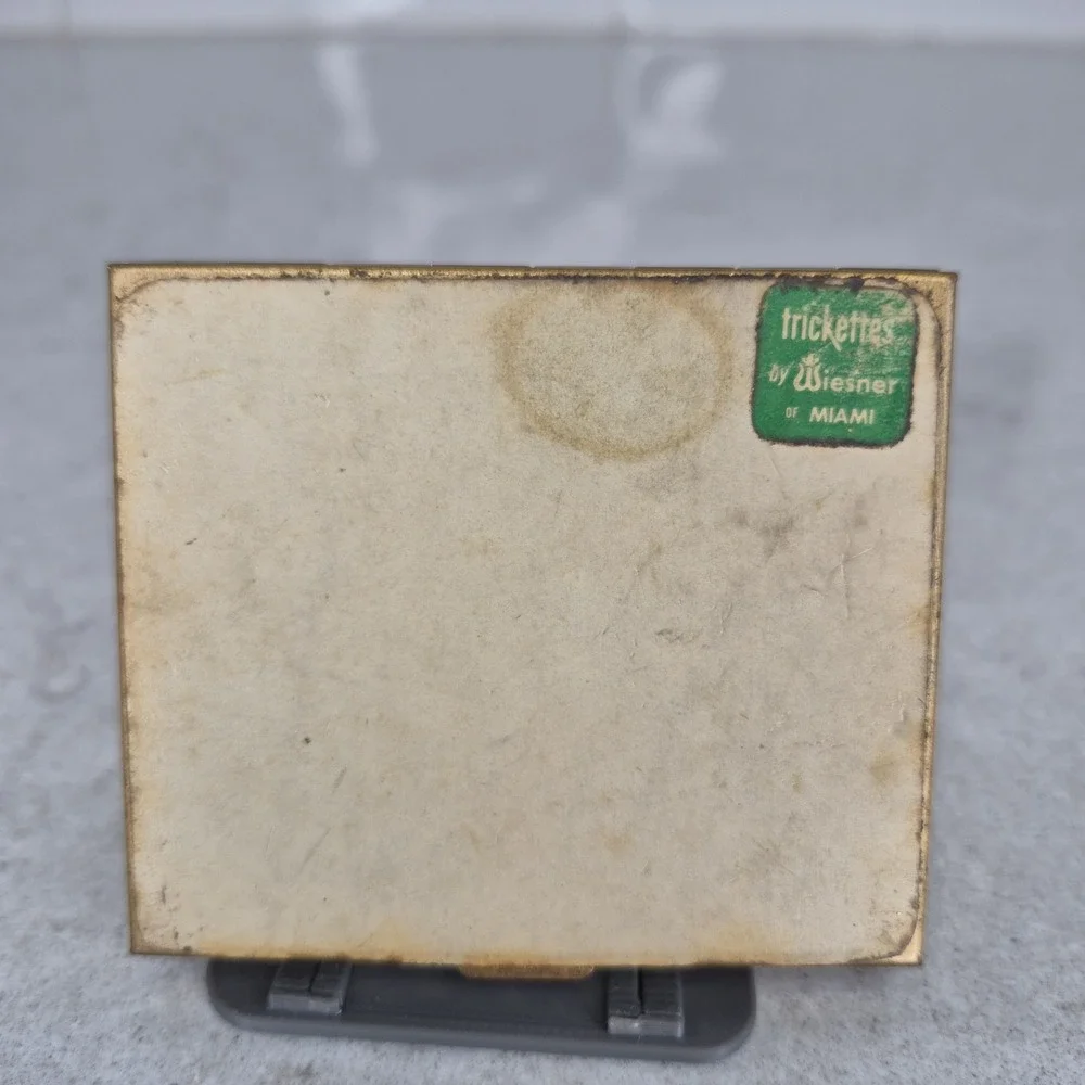 Vintage Trickettes by Weisner Of Miami‎ Brass Aventurine Compact Case Mirror